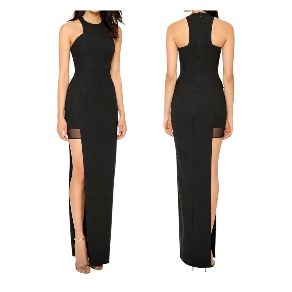 Elizabeth and James Womens 10 (runs small) Black Tegan High Slit Maxi Dress NWT - Picture 1 of 16
